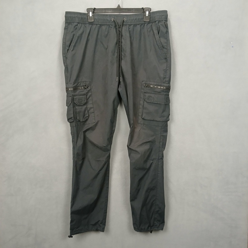 Pacsun Slim Cargo Pants Mens XL Navy Blue Mesh Lined Straight Leg Drawstring